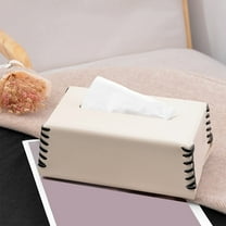 AuroraX Pu Leather Tissue Box Cover Beige Stylish Rectangle Decorative Napkin Holder Art Deco Cube Abbreviated Style Facial Tissue Dispenser for Bedroom,Bathroom,Living Room