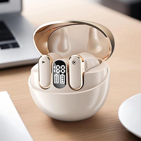 AuroraX Translator Earbuds,Noise Cancelling True Wireless Bluetooth In-Ear Headphones with Microphone,Work Travel Stereo Sound Earphone(Beige)