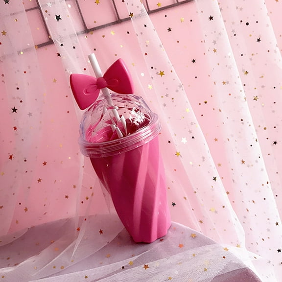 AuroraX Travel Mug with Bow Lid and Straw Novelty Cute 12 Oz Funny Lovely Twist Pattern Mug Straw Cup Birthday Gifts for Women Men Office Coworkers(Hot Pink)