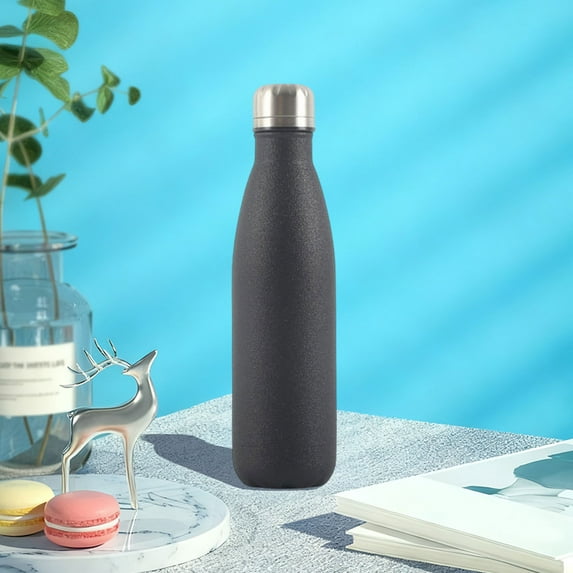 AuroraX Travel Water Bottles Stainless Steel Insulated Vacuum Cups,Glitter Double Wall Portable Keep Drinks Hot or Cold Mug(Black)