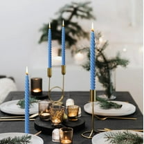 AuroraX Unscented Taper Candles 4 Pack Fall Spiral Fall Wax Candle Gift Set,Christmas Home Room Decoration(Blue)