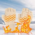 thumbnail image 1 of AuroraX Usb Heated Fingerless Gloves Warm Convertible Knit Beige Winter Gloves Back Of Hand Heating Cold Weather Mittens, 1 of 6