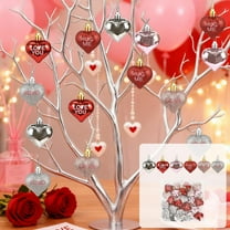 AuroraX Valentines Day Decor 24 Pcs Heart Ball ornaments Set Romantic Love Decorations for Home Party Anniversary Indoor Outdoor Valentine'S Day Gifts for Her,Him