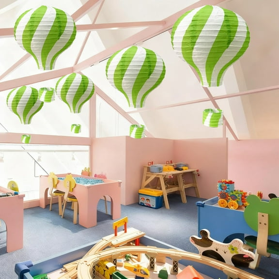 AuroraX Valentines Day Decorations Indoor 3d Hot Air Balloon Hanging Decorations Colorful Paper Lanterns Garland for Birthday Party Classroom Ceiling Decor,Wedding Valentine'S Day Ornaments(Green)