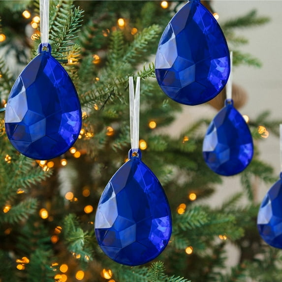 AuroraX Valentines Day Hanging Decorations Colorful Glitter Gem Ornaments Faceted Acrylic Jewel Pendants for Valentine'S Tree Decor, Shiny Plastic Hanging Decorations (Blue)