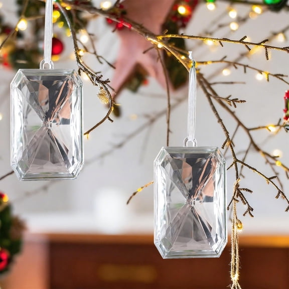 AuroraX Valentines Day Hanging Decorations Colorful Glitter Gem Ornaments Faceted Acrylic Jewel Pendants for Valentine'S Tree Decor, Shiny Plastic Hanging Decorations (White)