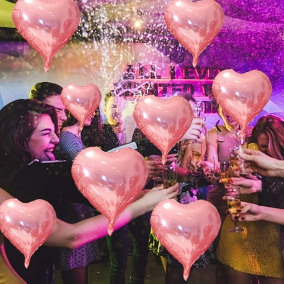 AuroraX Valentines Day Heart Mylar Balloons Set 10 Pcs 18 Inch Foil Helium Balloons for Valentine'S Day Decorations Wedding Bridal Shower Engagement Anniversary Party Supplies(Pink)