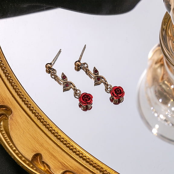 AuroraX Valentines Day Micro-Pave Necklace,Bracelet & Stud Earrings Red Sweet & Lightweight Rose Jewelry Romantic Decorative Love Decorations for Women Valentine'S & Galentine'S Day Gifts for Her
