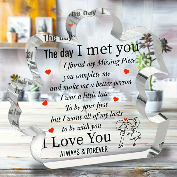 AuroraX Valentines Day Tabletop Clear Acrylic Figurine Romantic Love Desktop Decorations for Home Party Anniversary Valentine'S Day Gifts for Him Her Couples