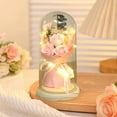 thumbnail image 1 of AuroraX Valentines Day Tabletop Pink Preserved Rose Flower Bouquet In Glass Dome Decorative Love Romantic Night Light Decorations for Home Party Anniversary Valentine'S Day Gifts for Him Her Couples, 1 of 6