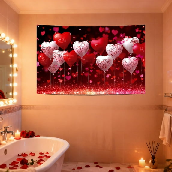 AuroraX Valentines Day Tapestry Wall Hanging Tapestry Decorative Love Romantic Bedroom Decorations for Home Party Anniversary Indoor Outdoor Valentine'S Day Gifts for Couple
