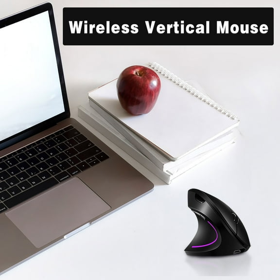 AuroraX Vertical Mouse Gaming Mouse Black USB Receiver Ergonomic Wireless Connectivity Laptop & Desktop Compatible Computer Peripherals