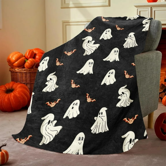AuroraX Warm Throw Blankets Cozy Breathable Flannel Halloween Throws Birthday Gifts for Girls Mom Women 30x40 Inches Ghost