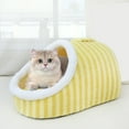 thumbnail image 1 of AuroraX Washable Cat Bed Covered Cute Cave Self Warming Pet Bed Soft Plush Cozy Insulated Warm Cat House Bed for Outdoor Indoor Cats Kittens and Small Dogs(Yellow), 1 of 6