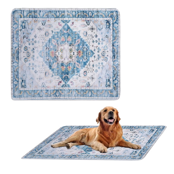 AuroraX Washable Pee Pads for Dogs 18x24 Absorbent Reusable Puppy Pads Bohemian Style Non-Electric Training Pads for Dogs Small for Whelping, Playpen, Crate, Bed Blue