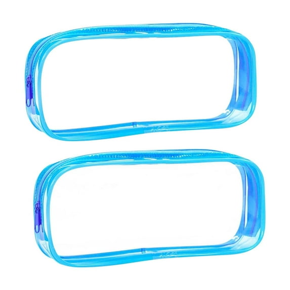 AuroraX Waterproof Clear Pencil Case,2 Pack Zipper Pencil Pouch,Blue,For Office Use