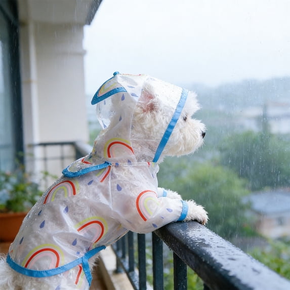 AuroraX Waterproof Dog Raincoat Four Legged Small Medium Rain Suit All Weather Full Coverage Durable Quick Dry Pet Supplies for Dog Cat Blue
