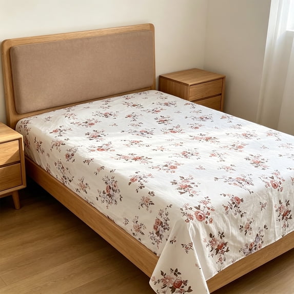 AuroraX White Bed Sheets Flat Sheets Cooling,Sold Separately Floral Patterned Printed Sheet for Bed