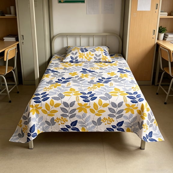 AuroraX White Bed Sheets Flat Sheets Cooling,Sold Separately Printed Floral Patterned Sheet for Bed