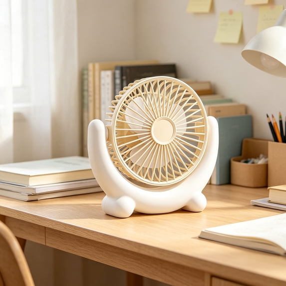 AuroraX White Desk Fans Personal Cooling Small Fan Portable Rechargeable Adjustable Speeds Quiet Strong Airflow Desktop Fan for Office
