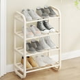 thumbnail image 1 of AuroraX White Shoe Rack Metal 4 Tier Small Stainless Steel Shoe Rack Organizer Free Standing Sturdy Vertical Space-Saving Corner Minimalist Shoe Storage Organizer for Closet,Entryway,Door, 1 of 6