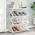 thumbnail image 1 of AuroraX White Shoe Rack Tall 4 Tier Shoe Rack Organizer Space-Saving Corner Sturdy Vertical Free Standing Minimalist Stylish Shoe Storage Organizer for Closet,Entryway,Door, 1 of 6
