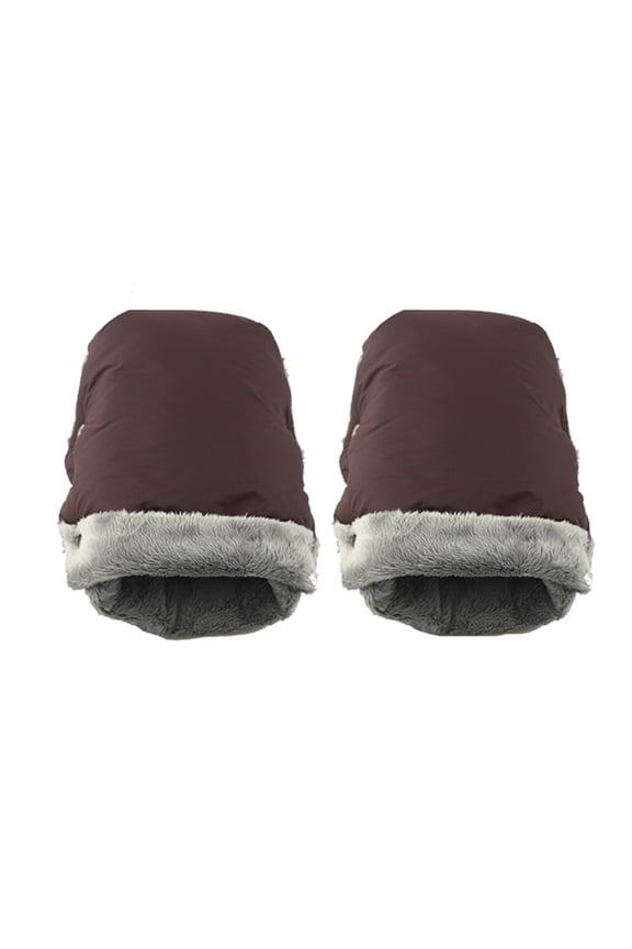 Winter Stroller Hand Warmer Gloves, Thick Fleece Lined Waterproof Muff for Parents Pushing Baby Stroller Coffee