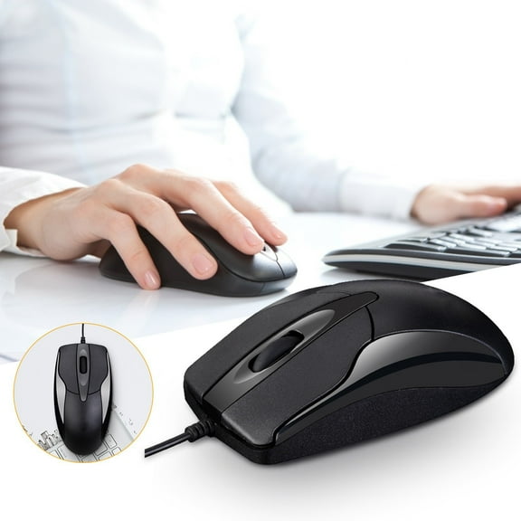 AuroraX Wired Office Mouse Business Mouse 1200 DPI Durable Build Ergonomic Black Plug and Play Computer Accessories for Desk