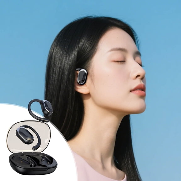 AuroraX Wireless Earbuds,On-Ear Waterproof Active Noise Cancellation Bluetooth Headphones with Mic,HIFI Stereo Sound Comfort Fit Lightweight Sports Earphone(Black)