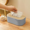 thumbnail image 1 of AuroraX Decorative Tissue Box Cover Cube Art Deco Rectangle Gray Napkin Holder Stylish & Minimalist Wood Grain Facial Tissue Dispenser for Home,Table,Kitchen, 1 of 6