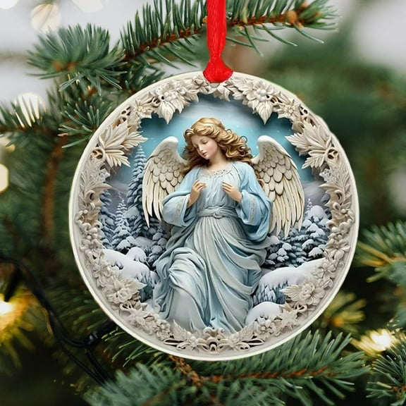 AuroraX Wooden Christmas Decoration Contemporary Hanging Angel Keepsake Ornaments Pastel Color Printed for Christma Tree,Home Decor