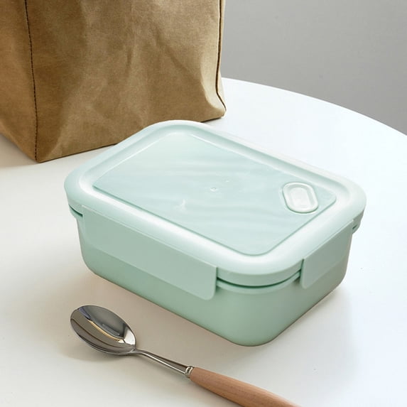 AuroraX Work Lunch Boxes for Men,Hard Plastic Inside Cooler Sturdy Snack Containers with Lids,Microwave Safe Square Divided 3 Compartments Ourdoor Camping Green