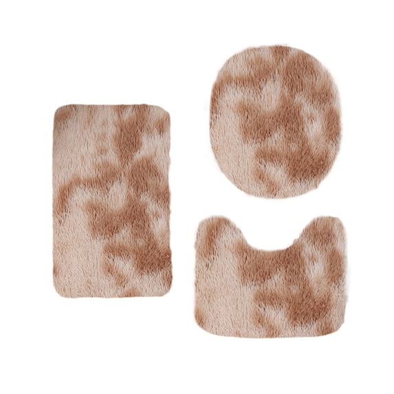 AuroraX Yellow Bathroom Rugs Sets 3 Piece with Toilet Rugs U Shaped,Tie Dye Short Plush Quick Drying Non Slip Backing Bath Rugs for Bathroom Floor 3 Piece Set Soft Bath Mats for Tub