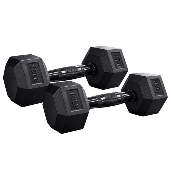 Aurorafy Hex Dumbells, Rubber Encased Strength Training Workout Weight Set, 10 lb Pair