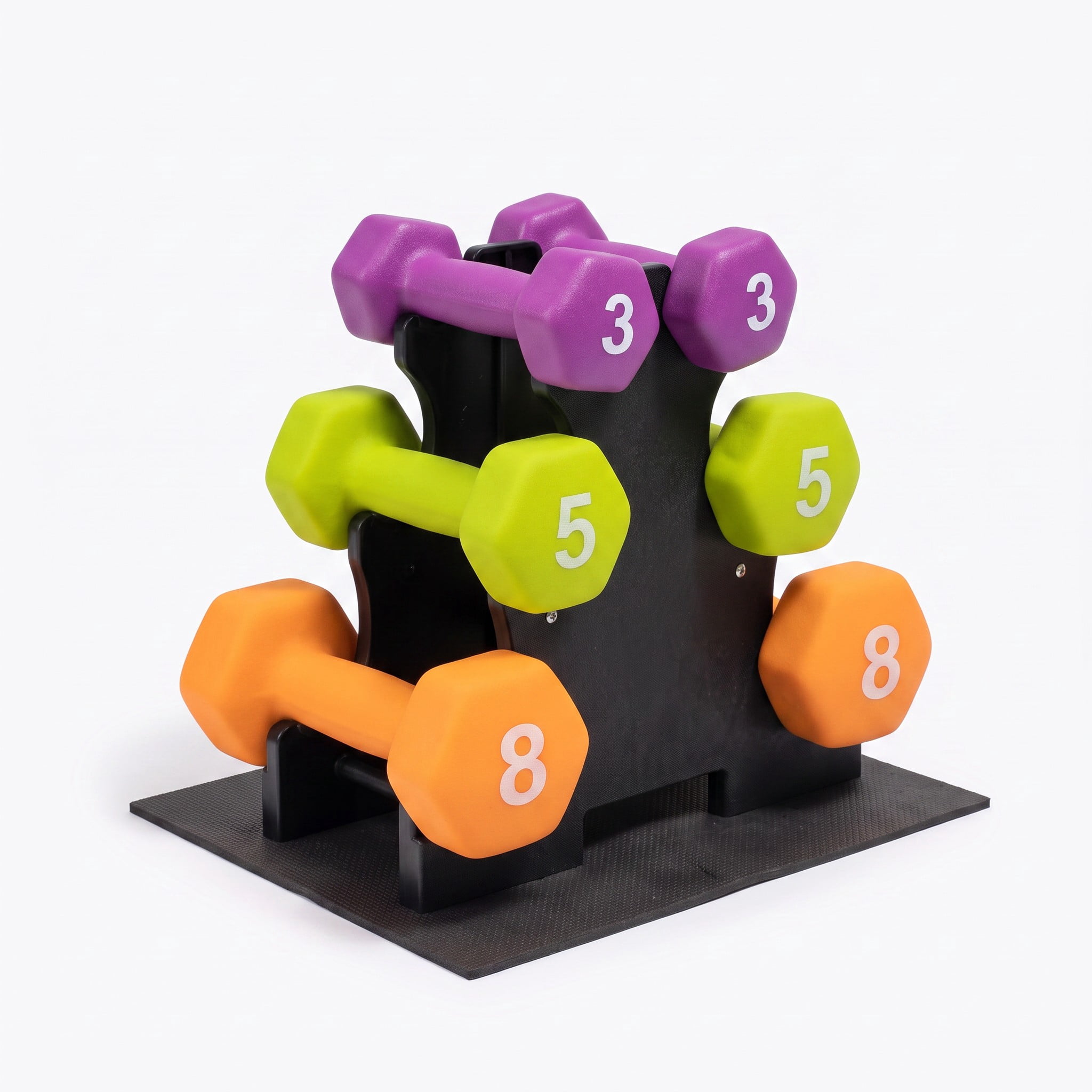Individual Workout Rack Aurorafy Neoprene Dumbbell Workout Set w/ Rack, Pair of 3lb, 5lb, 8lb ...