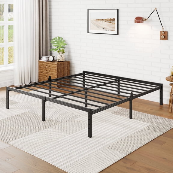 Auroral Zone 14” King Metal Platform Bed Frame, Heavy Duty Mattress Foundation, No Box Spring Required