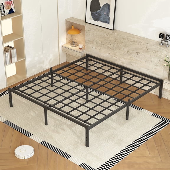 AURORAL ZONE 14 inch Queen Size Metal Bed Frame Platform, No Box Spring Needed, Easy Assembly, Noise Free