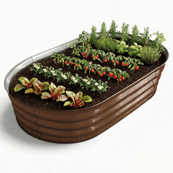 Auroral Zone 4x2x1ft Wood Galvanized Raised Garden Bed Outdoor Metal Planter Box for Vegetables Flowers Herbs
