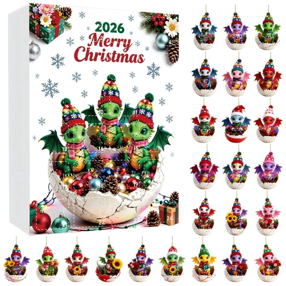 Aurorax Advent Calendar Dinosaur 2026,Birthday Countdown Calendar with Mini Dinosaur Surprise 24 Days Acrylic Advent Calendar Ornaments,Holiday Gift Box for Boys Son Adult Family Games