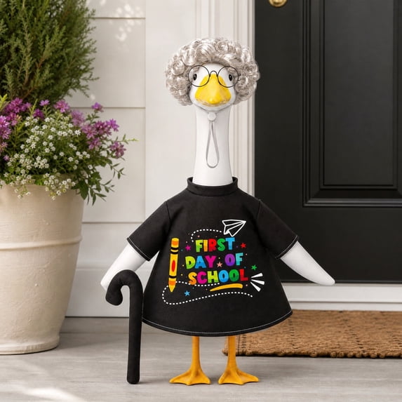 Aurorax Back to School Porch Goose Outfits 23" Holiday,Goose Clothes for Cement Goose Porch Goose 17/19 inch,Campus-Style Black Porch Goose Clothing Accessories for Outdoor Yard