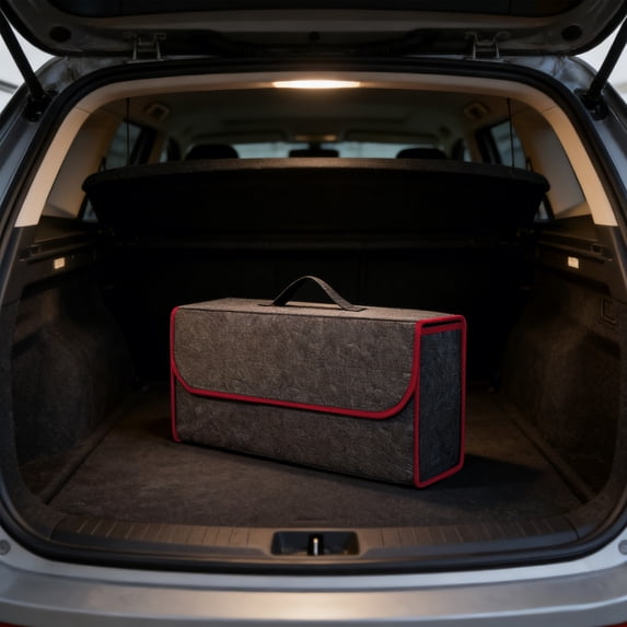 Aurorax Car Trunk Organizer Storage Bag,Trunk Storage Container Foldable Large Capacity Durable Car Organizer for SUV Truck Sedan Red