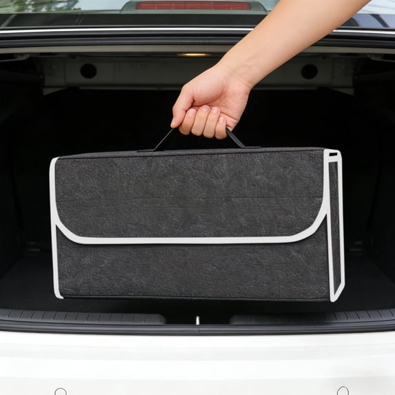 Aurorax Car Trunk Organizer Storage Bag,Trunk Storage Container Foldable Large Capacity Durable Car Organizer for SUV Truck Sedan White