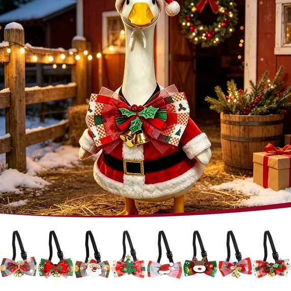 Aurorax Cement Porch Goose Accessories 23 inch/19 inch,Bow Decor for Goose,Christmas Adjustable Bow Ties Winter 23" Porch Goose Clothing Accessories