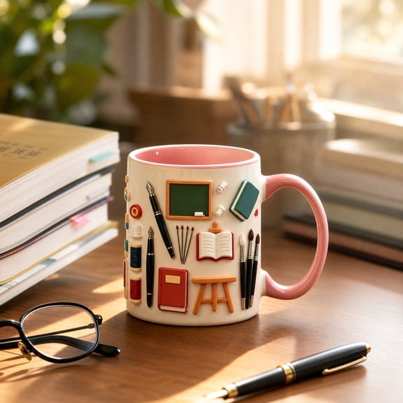 Aurorax Ceramic Coffee Mugs for Daily Use,Ceramic Drinking Cups for Home Kitchen,Teacher Appreciation Everyday Use Holiday Gift Pink Coffee Mugs for Kitchen Home Office