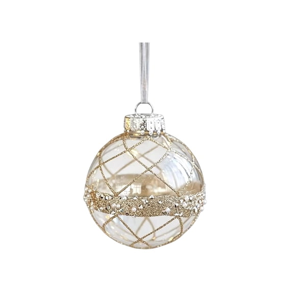 Aurorax Christmas Ball Ornaments 3 Inches,White Christmas Ball Decorations,Hanging Glitter Clear Home Decor for Indoor Xmas Tree Party