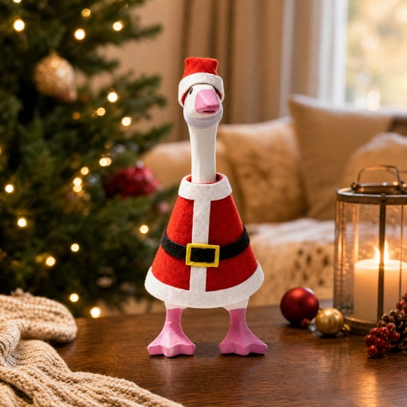 Aurorax Christmas Desk Goose Outfit 7 inch,Small Desk Goose Clothes Set,Winter Red 7in Desk Goose Holiday Outfits for Office Tabletop Home Decor