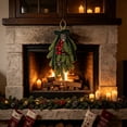 thumbnail image 1 of Aurorax Christmas Wreaths for Front Door,Indoor Christmas Wreath Decorations with Bells Bows Berries Green Pines Branches Farmhouse Hanging Wall Decor for Mantel Window, 1 of 6
