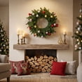 thumbnail image 1 of Aurorax Christmas Wreaths for Front Door,Indoor Christmas Wreath Decorations with Christmas Balls Rustic Green Winter Hanging Wall Decor for Mantel Window, 1 of 7