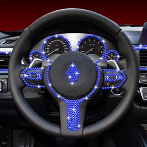 Aurorax Crystal Car Decoration Sticker,Automotive Decorative Decal Shiny Self Adhesive Car Accessories for Vehicle Interior Blue
