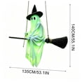 thumbnail image 1 of Aurorax Early Halloween Decorations Outdoor,Hanging Ghost Decor,Flying Ghost on Broomstick with Witch Hat 5ft Remote Control Light-Up Spooky Cute for Front Porch Yard Tree Green, 1 of 6